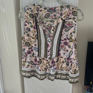 Anthropologie Button Crop Top Blouse